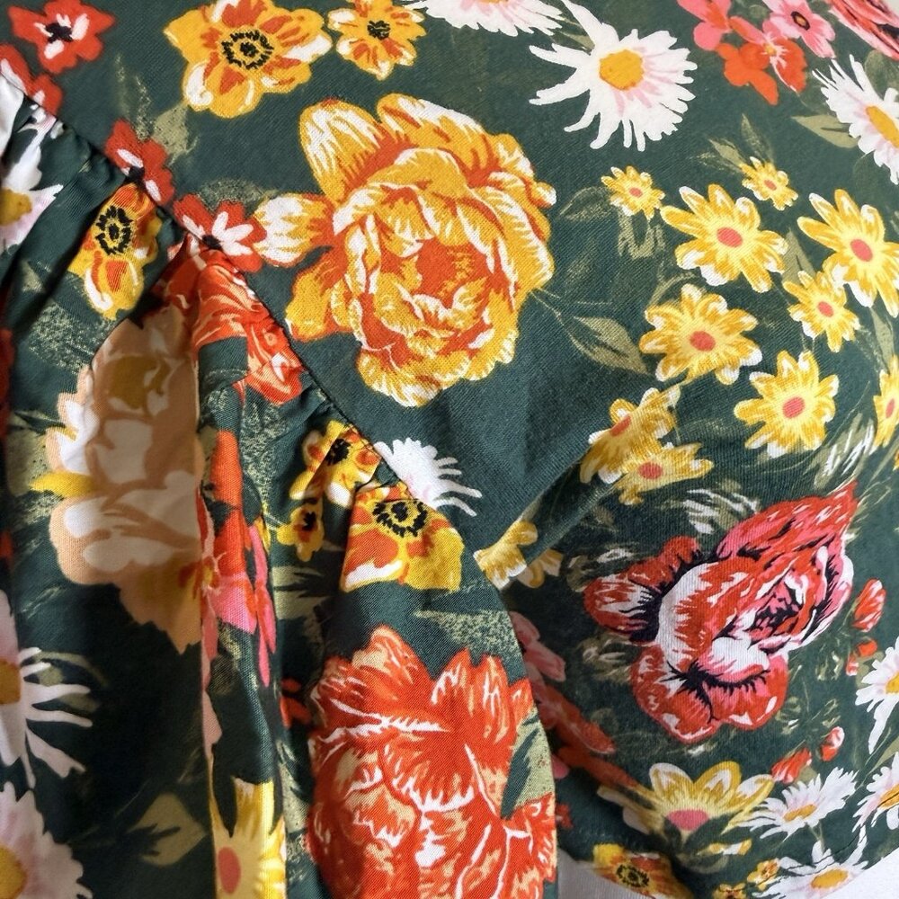 Zara Floral Print Puff Sleeve Crop Top Medium - Picture 7 of 7